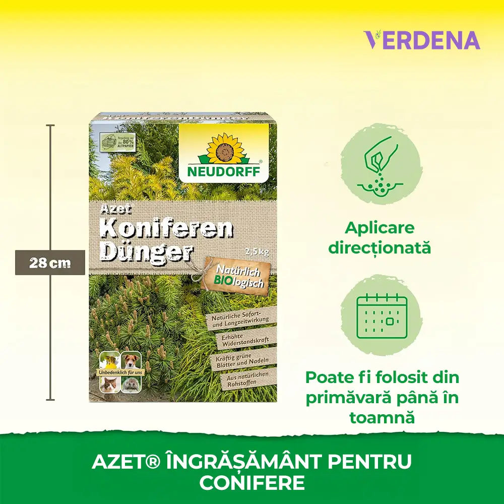 Ingrasamant organic conifere Neudorff Azet 2.5 kg, pentru frunzis verde intens si plante rezistente