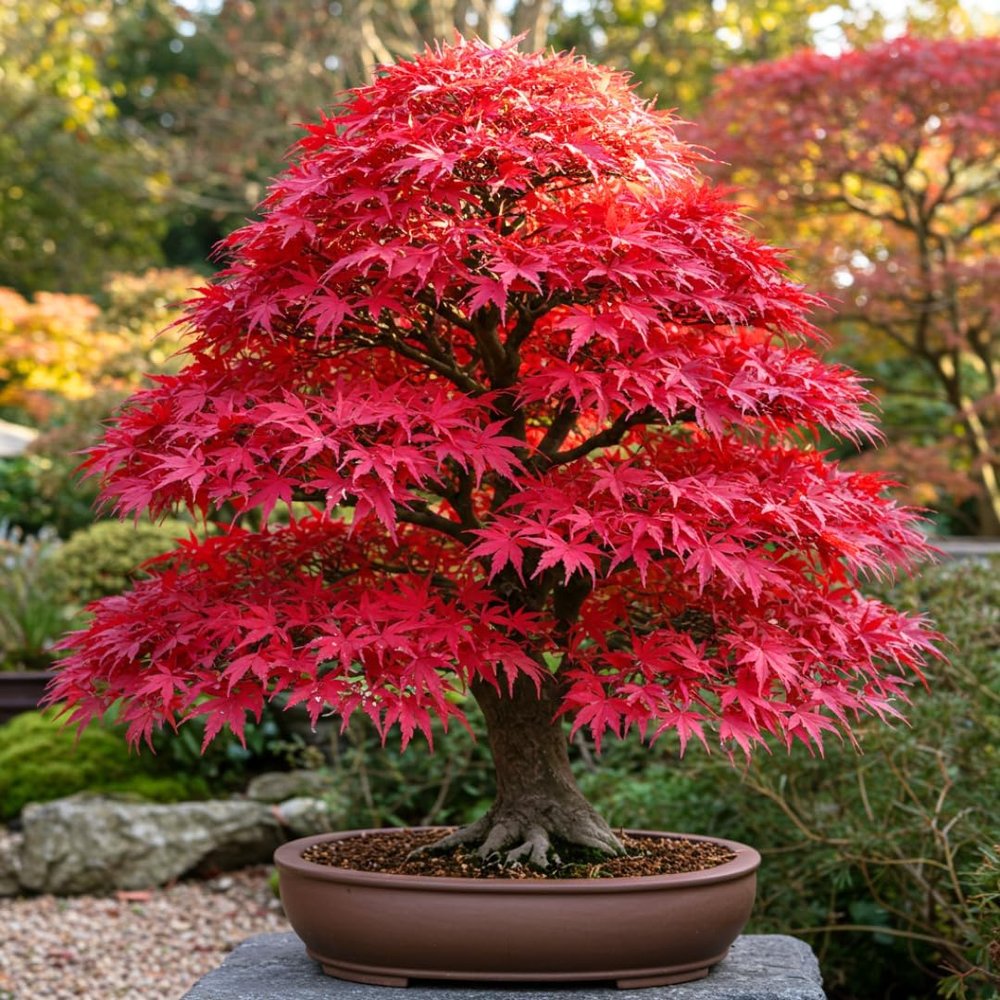 Japán juhar bonsai 'Atropurpureum' – intenzív vörös lombozat, 35 cm