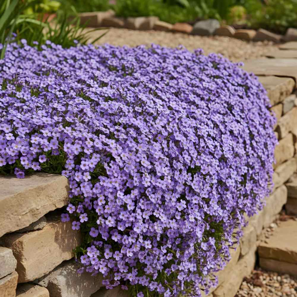Aubrieta 'Blue Emperor' – kékeslila virágszőnyeg, talajtakaró évelő sziklakertekbe