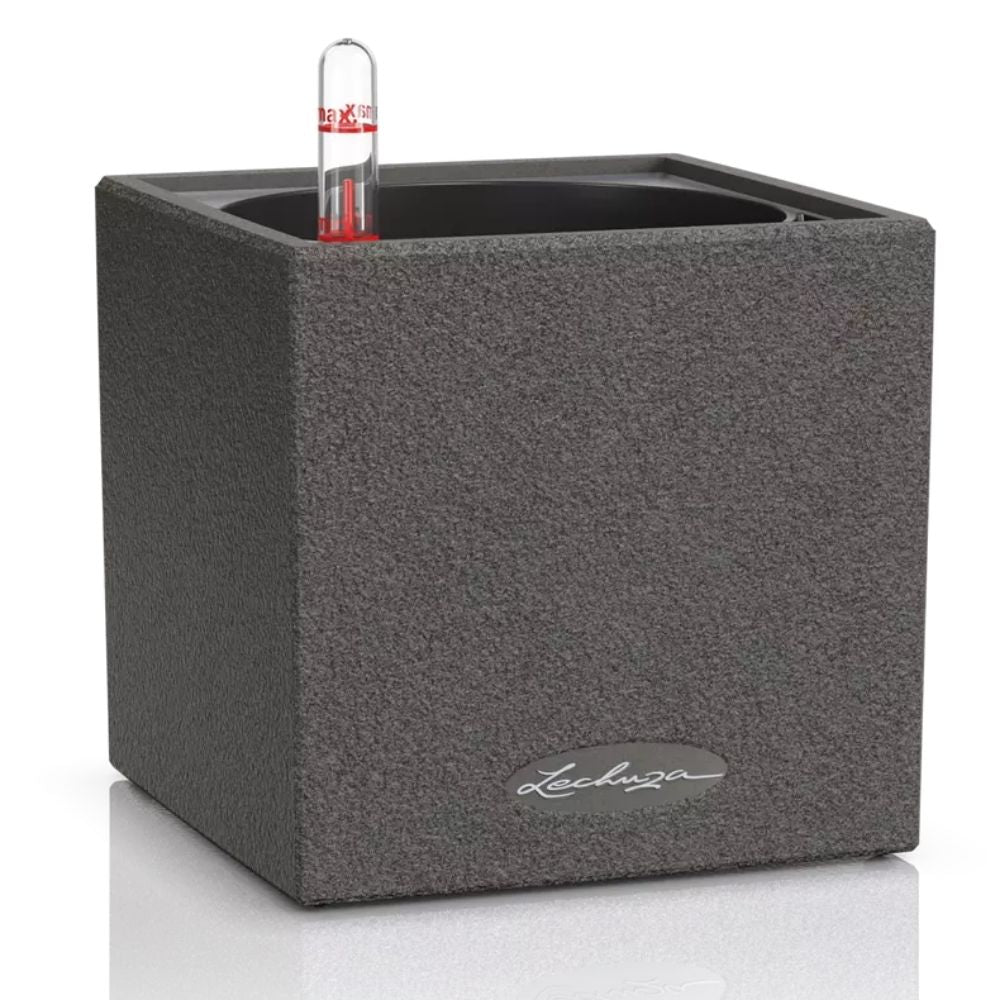 Lechuza CANTO Stone Cube 14 önöntöző cserép – kőhatású modern design