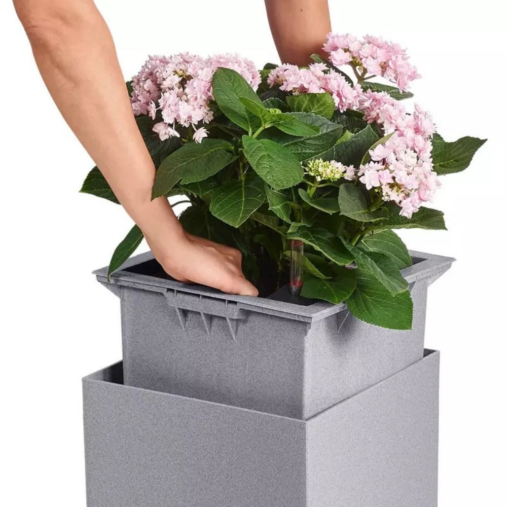 Lechuza CANTO Stone Low 30 önöntöző kaspó – 12 l, kőhatású design