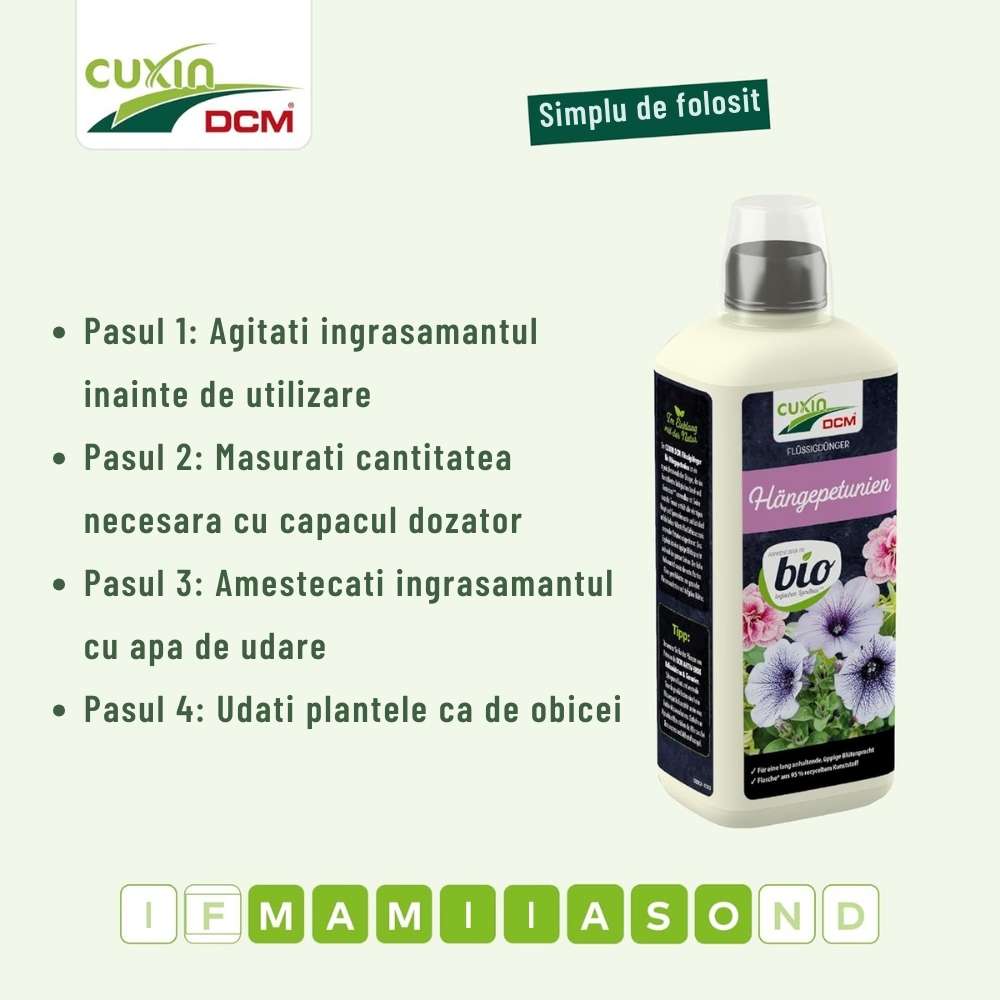 Ingrasamant Lichid Organic pentru Petunii Suspendate, 800 ml, Cuxin DCM