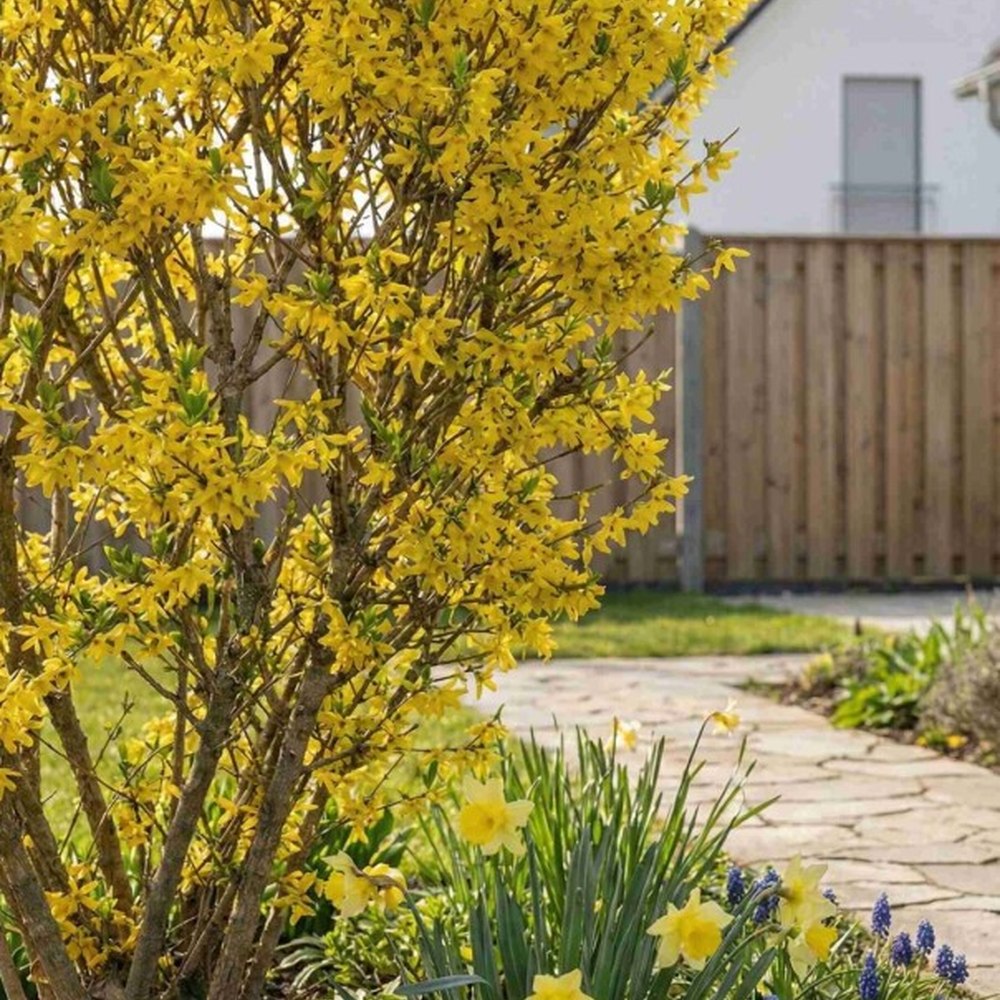 Aranyvessző (Forsythia Spectabilis), díszcserje élénk sárga virágokkal tavasszal, gyors növekedés