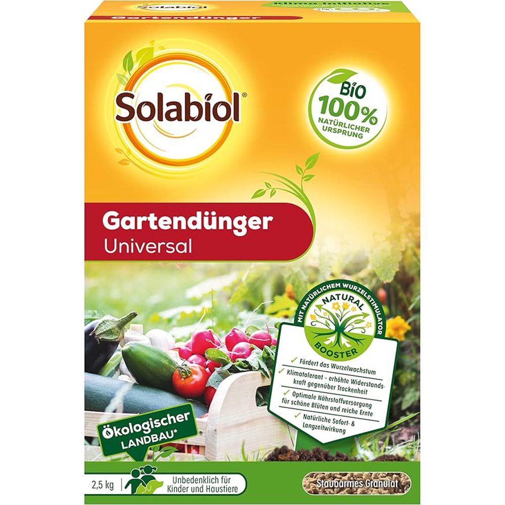 Ingrasamant Organic Universal pentru Gradina, 2.5 kg, cu Efect Imediat si de Lunga Durata pentru Fructe, Legume si Plante Ornamentale, SOLABIOL