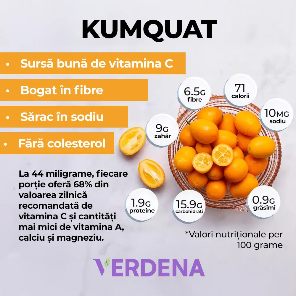 Pom Portocal Margarita Kumquat - 60 cm, cu fructe dulci la exterior si acrisoare la interior, an 2 pe rod