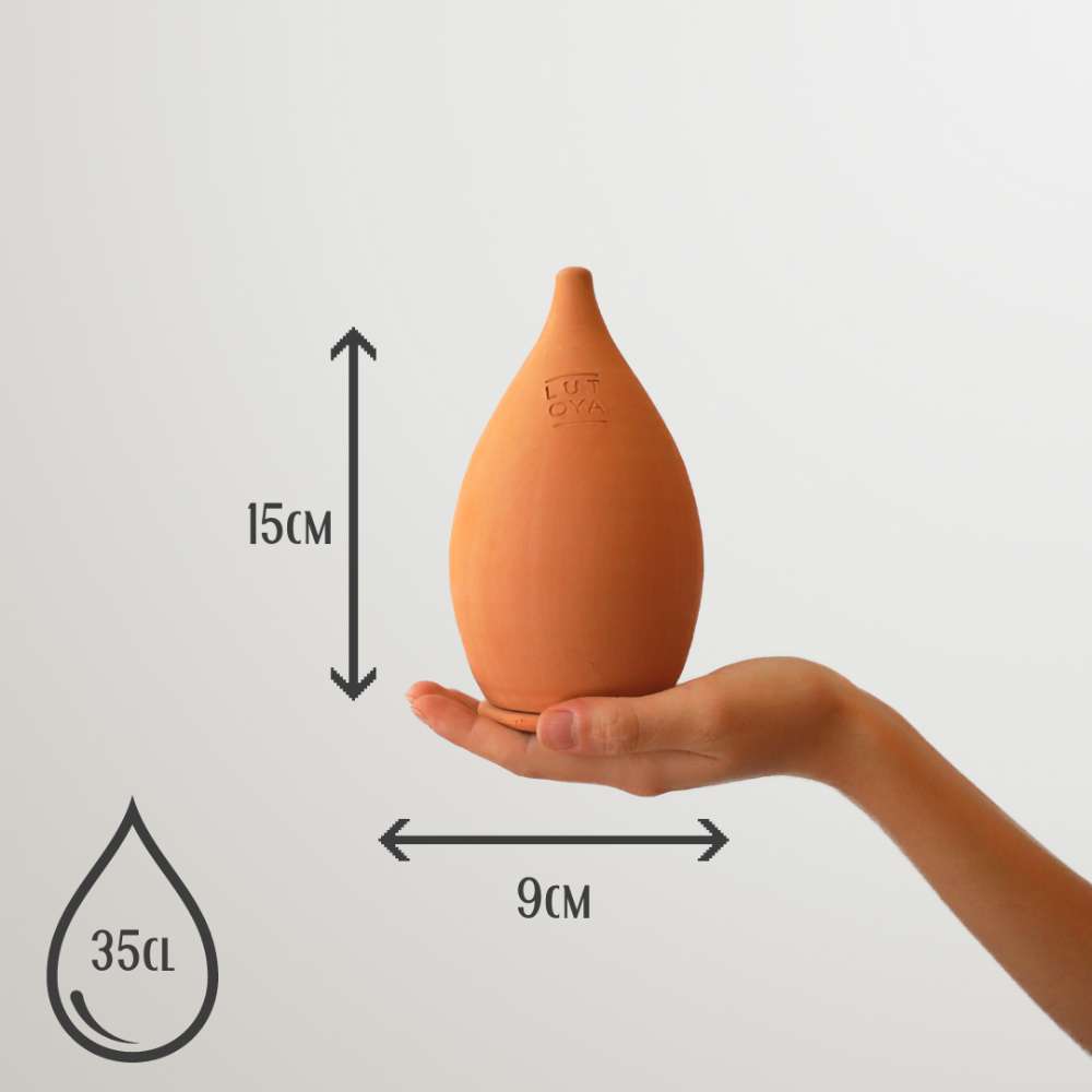 Vas de auto-udare plante "Ren" LUTOYA, decorativ, ceramic, lut, natural, 350 ml