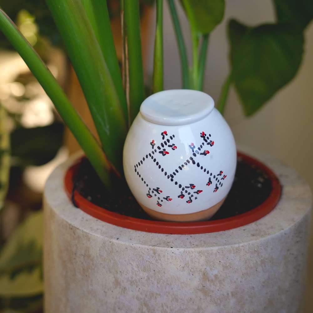 Vas de auto-udare plante "Macese" LUTOYA, decorativ, ceramic, lut, natural, 350 ml