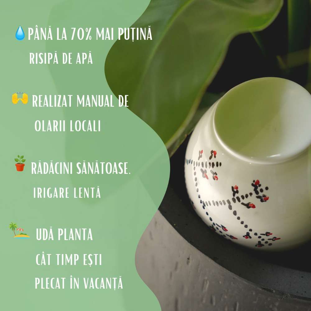 Vas de auto-udare plante "Stea" LUTOYA, decorativ, ceramic, lut, natural, 200 ml
