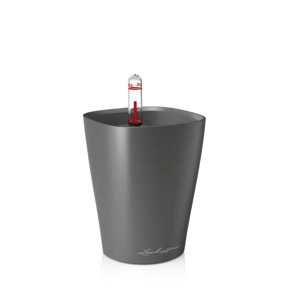 Ghiveci Auto-Irigant Lechuza Mini Deltini 0,4 l, gri mat, sistem de autoirigare, insert detasabil, strat de drenaj