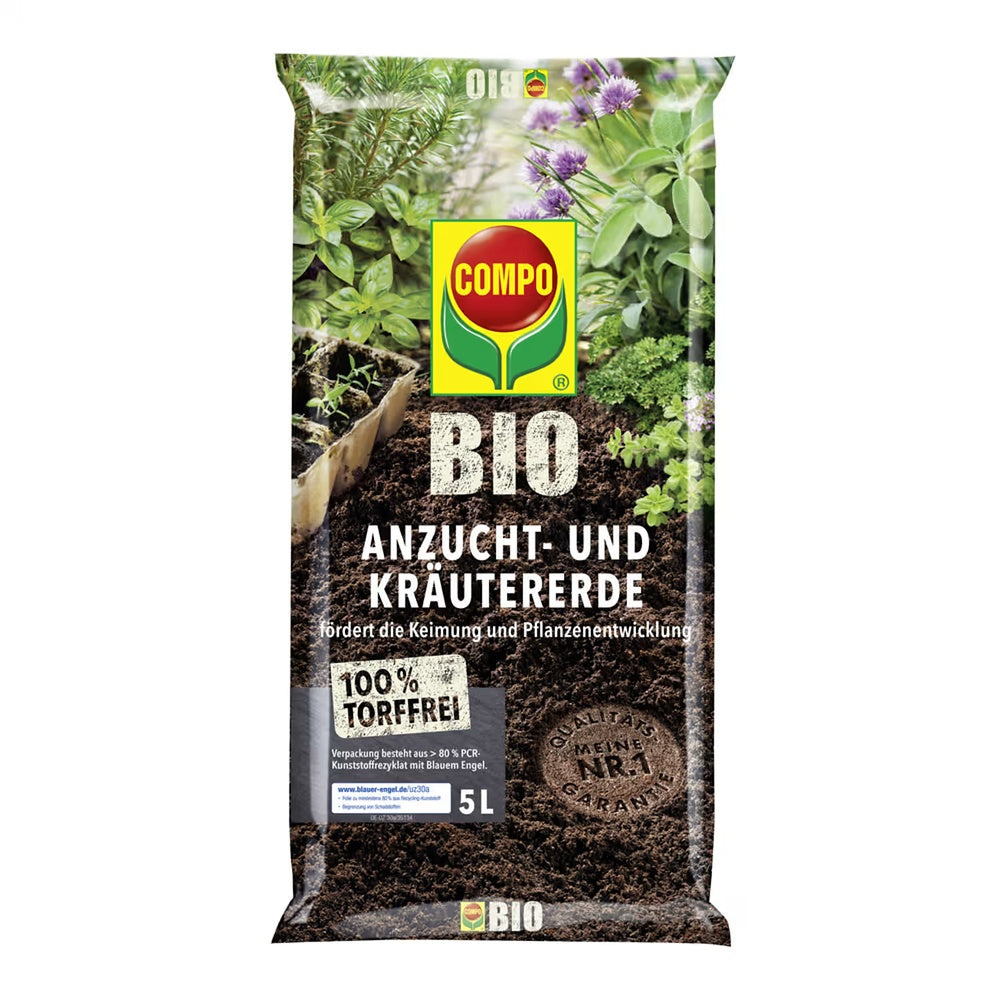 COMPO tőzegmentes vetőföld és aromás növényekhez, 20 l – 100% természetes alapanyag