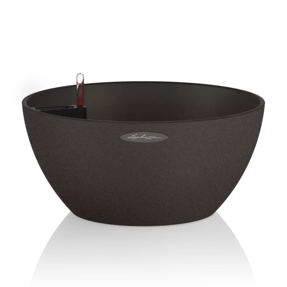 Ghiveci Auto-Irigant Lechuza Cubeto Stone 40 11,5 l, efect piatra neagra, sistem de autoirigare, insert detasabil, strat de drenaj