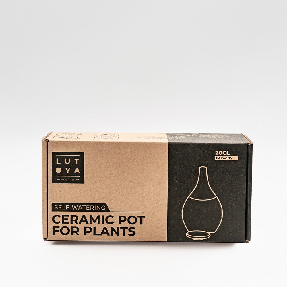 Vas de de auto-udare plante albastru LUTOYA, decorativ, ceramic, lut, natural, 200 ml