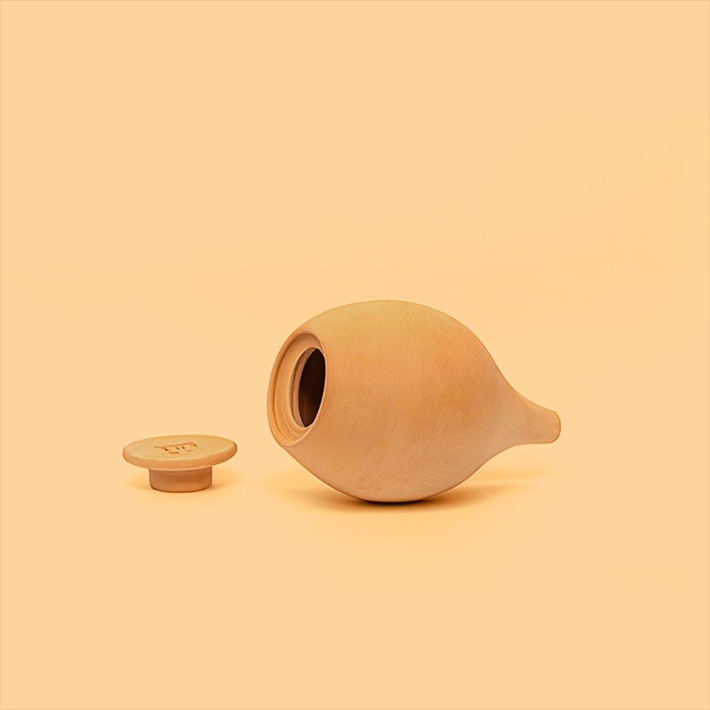Vas de auto-udare plante portocaliu LUTOYA, decorativ, ceramic, lut, natural, 350 ml