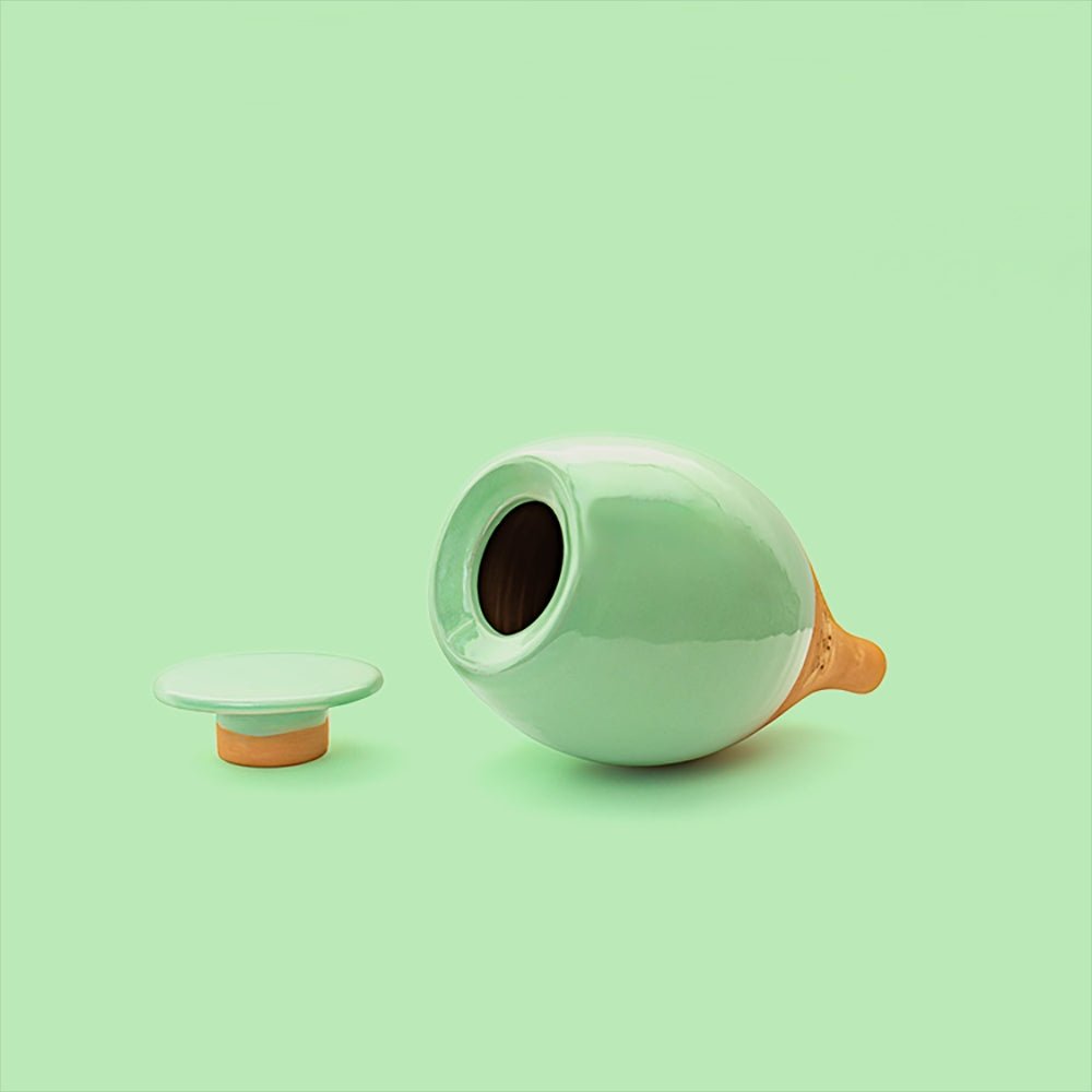Vas de auto-udare plante verde LUTOYA, decorativ, ceramic, lut, natural, 700 ml