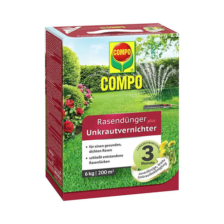 Ingrasamant gazon Compo Floranid, 6 kg pentru 200 mp, cu erbicid 2 in 1 efect imediat si de lunga durata