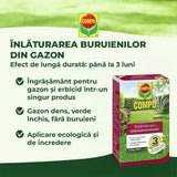 Ingrasamant gazon Compo Floranid, 6 kg pentru 200 mp, cu erbicid 2 in 1 efect imediat si de lunga durata