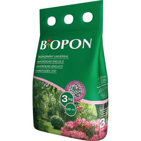 Ingrasamant granulat universal BIOPON pentru plante verzi si cu flori, crestere si inflorire intensa, 3 kg