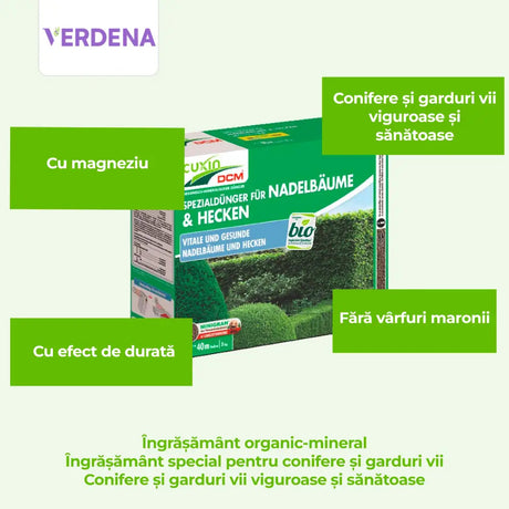 Ingrasamant conifere si gard viu Cuxin DCM, formula speciala cu magneziu, efect de lunga durata, tehnologie MINIGRAN, 1.5 kg