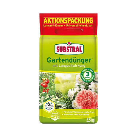 Ingrasamant universal Substral pentru gradina cu efect de lunga durata 2.5 kg pentru flori legume fructe arbusti conifere si gard viu
