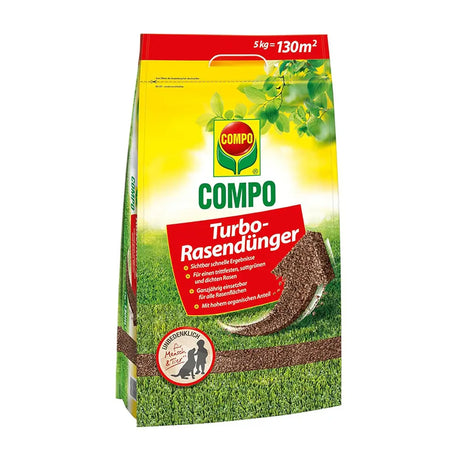 Ingrasamant gazon COMPO Turbo, 5 kg pentru 130 mp, gazon dens, verde si rezistent cu efect rapid si nutritie echilibrata