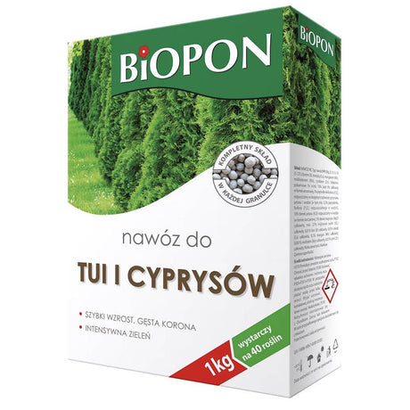 Ingrasamant granulat BIOPON pentru tuia si chiparosi, verde intens si crestere compacta, 1 kg