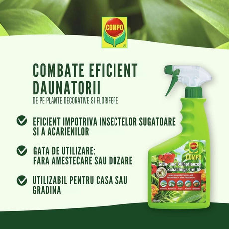 COMPO Rovarölő permet zöld és virágzó növényekhez – 750 ml, teljes védelem