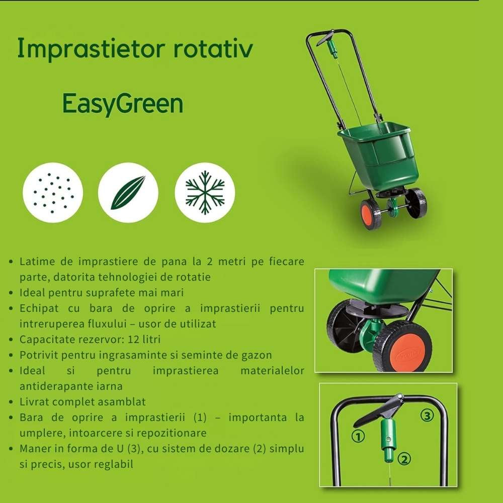 Distribuitor seminte universal SUBSTRAL EasyGreen cu actionare centrifugala, pentru gazon si sare antiderapanta