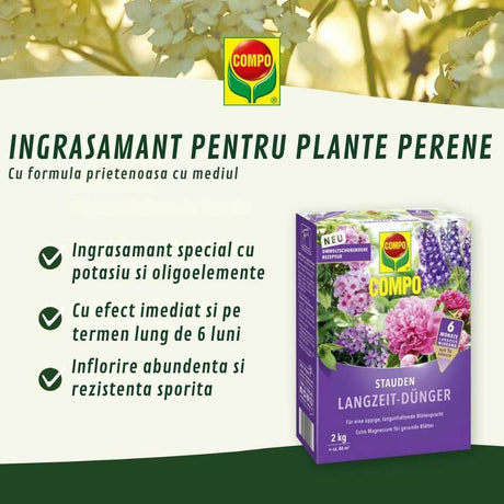 Ingrasamant granulat COMPO pentru plante perene si arbusti ornamentali, efect indelungat 6 luni, 2 kg