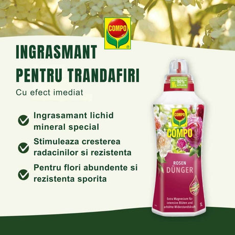 Ingrasamant lichid COMPO pentru trandafiri, flori intense si crestere sanatoasa, 1 l