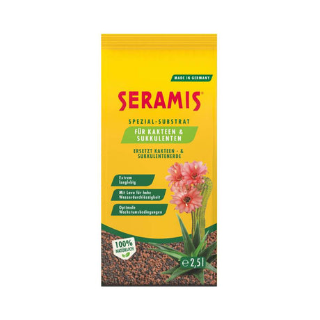 Granule de argila SERAMIS pentru cactusi si suculente, granule de argila cu drenaj excelent, inlocuitor total de sol, 2.5 litri