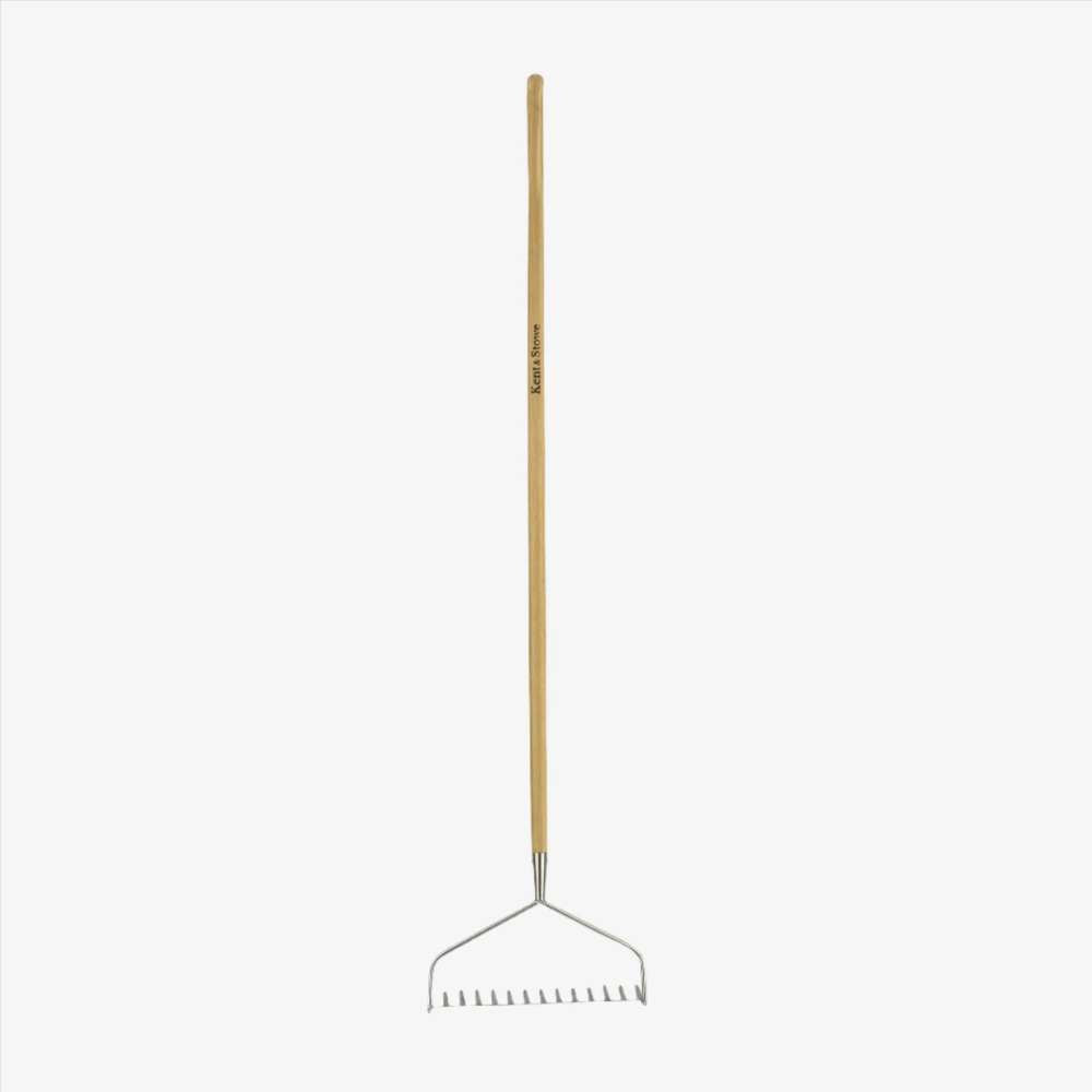 Grebla sol profesionala Kent & Stowe din inox cu coada din frasin 158 cm, pentru nivelare si pregatirea solului