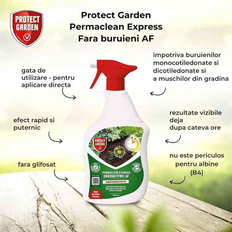 Glifozátmentes totális gyomirtó spray – PROTECT GARDEN Permaclean Express, 1 l