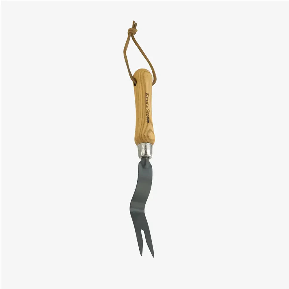 Extractor buruieni manual Kent & Stowe din otel carbon, 2 brate, maner lemn frasin FSC, 32 cm, pentru papadie si gazon
