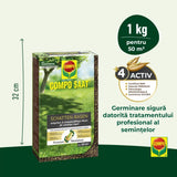 Compo seminte gazon pentru umbra densa, 1 kg pentru 50 mp – amestec profesional pentru zone umbrite si insorite