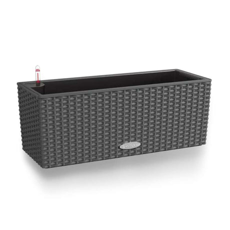 Lechuza Balconera Cottage 50 önöntöző balkonláda – rattan hatású, 8 l, gránit
