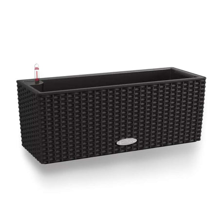 Lechuza Balconera Cottage 50 önöntöző balkonláda – rattan hatású, fekete, 8 l