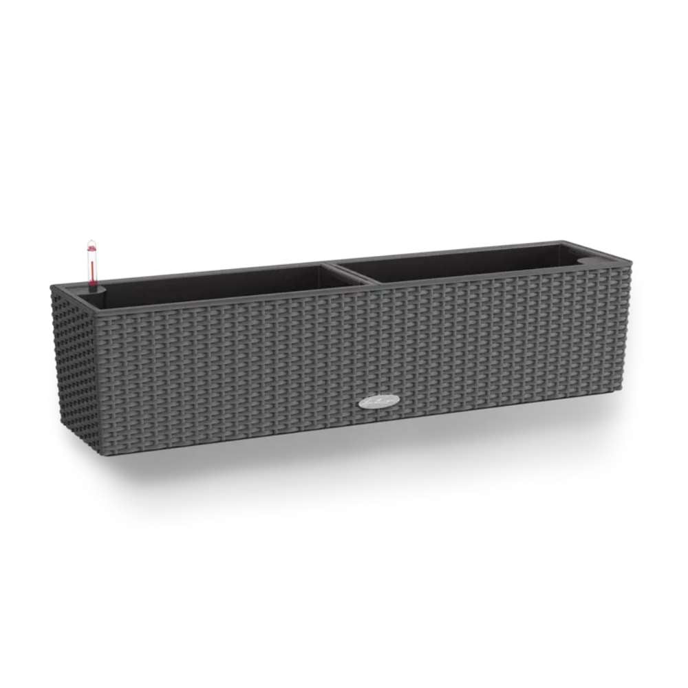 Lechuza Balconera Cottage 80 önöntöző balkonláda – rattan hatású, 12 l, gránit