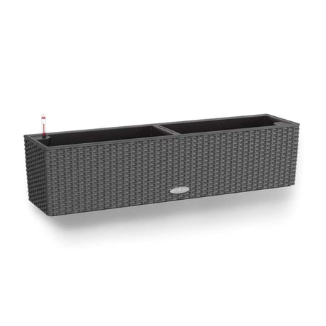 Lechuza Balconera Cottage 80 önöntöző balkonláda – rattan hatású, 12 l, gránit