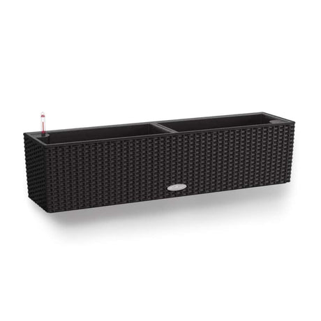Lechuza Balconera Cottage 80 önöntöző balkonláda – rattanhatású, fekete, 12 l