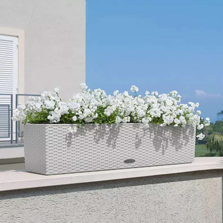 Lechuza Balconera Cottage 80 önöntöző balkonláda – rattanhatású, szürke, 12 l