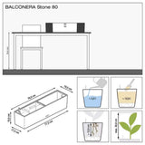 Lechuza Balconera Stone 80 önöntöző balkonláda – fekete kőhatású, 12 l