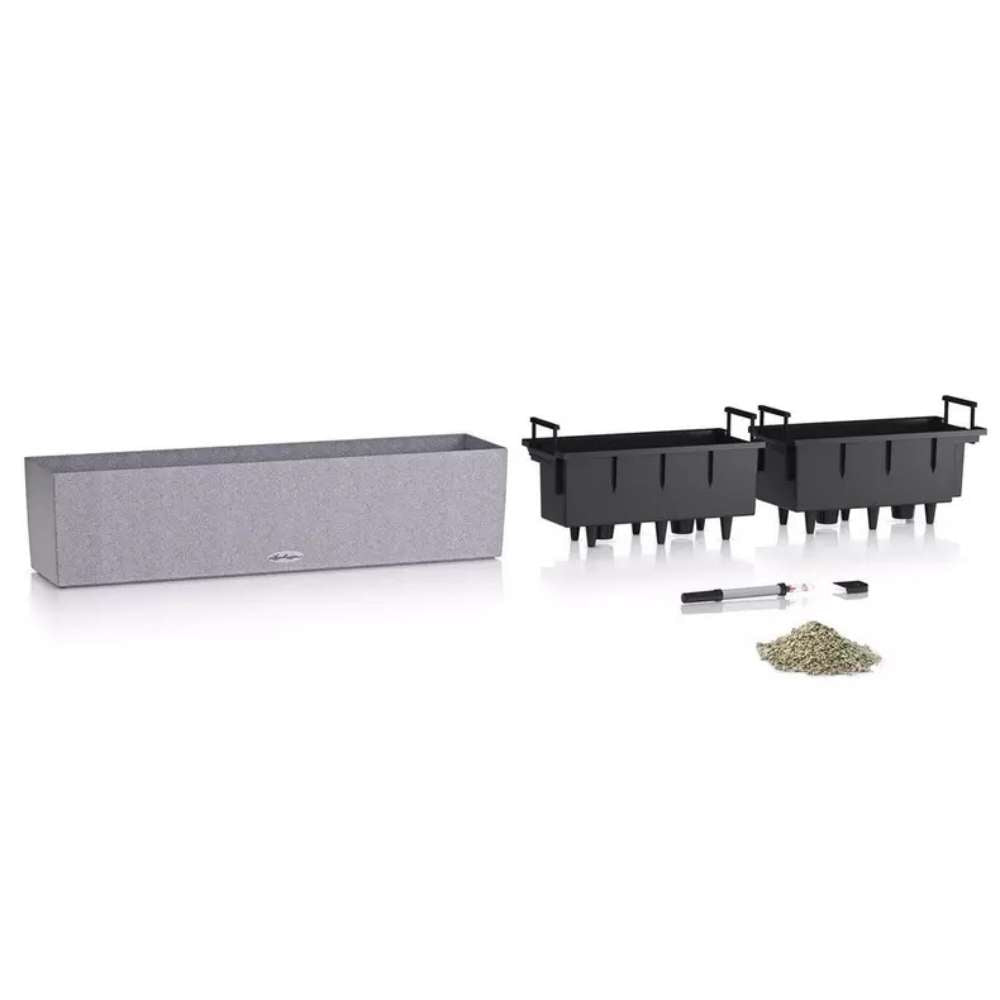 Lechuza Balconera Stone 80 önöntöző balkonláda – 12 l, kőhatású szürke