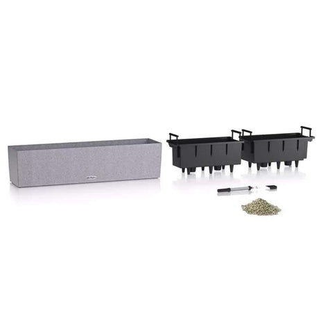 Lechuza Balconera Stone 80 önöntöző balkonláda – 12 l, fehér kőhatású felület