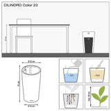 Lechuza Cilindro Color 23 önöntöző cserép – 5,5 l, matt fekete, beépített öntözőrendszerrel