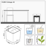 Lechuza CUBE Cottage 40 öntözőrendszeres kaspó – 31 l, világosszürke rattan hatású