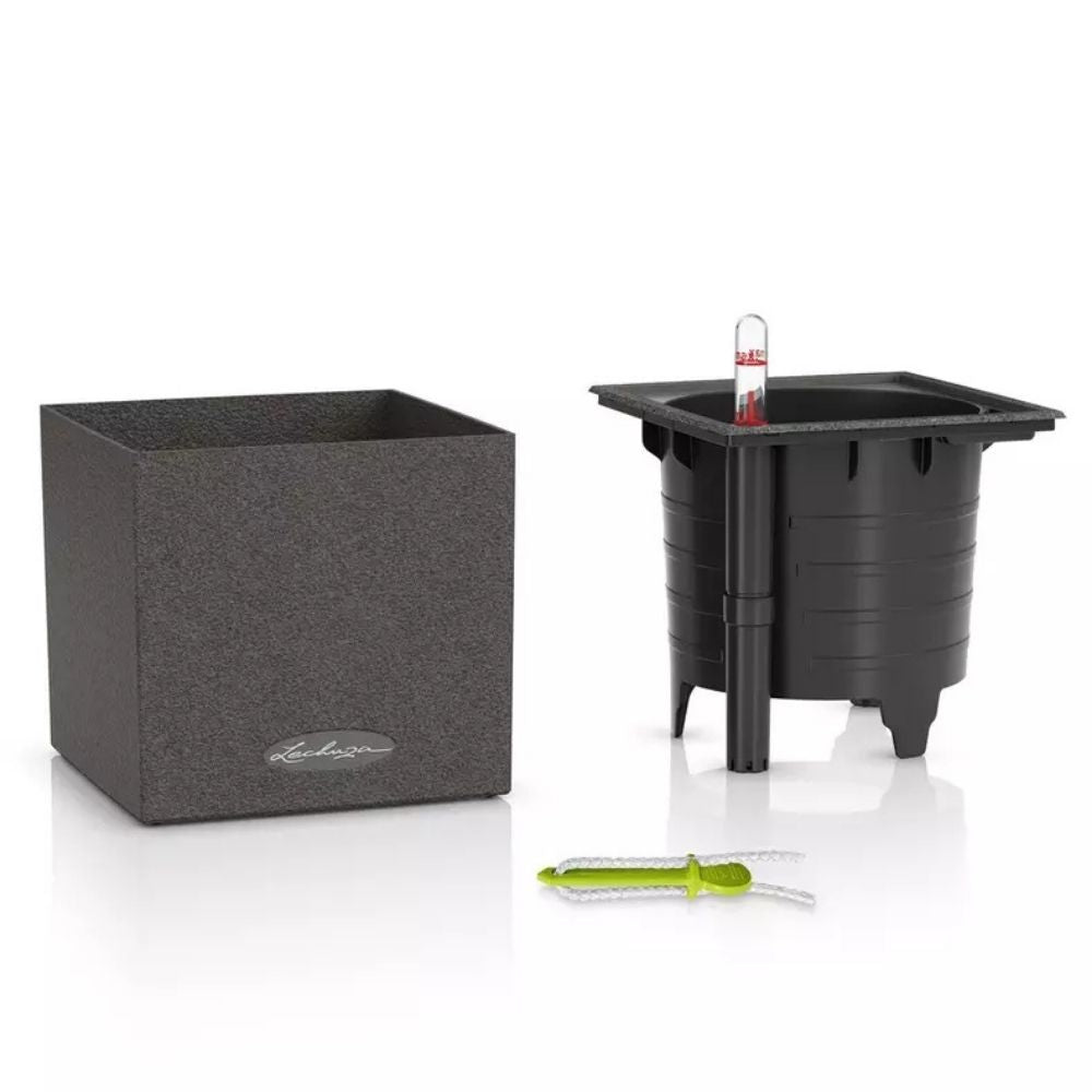 Lechuza CANTO Stone Cube 14 önöntöző cserép – elegáns kőhatású design