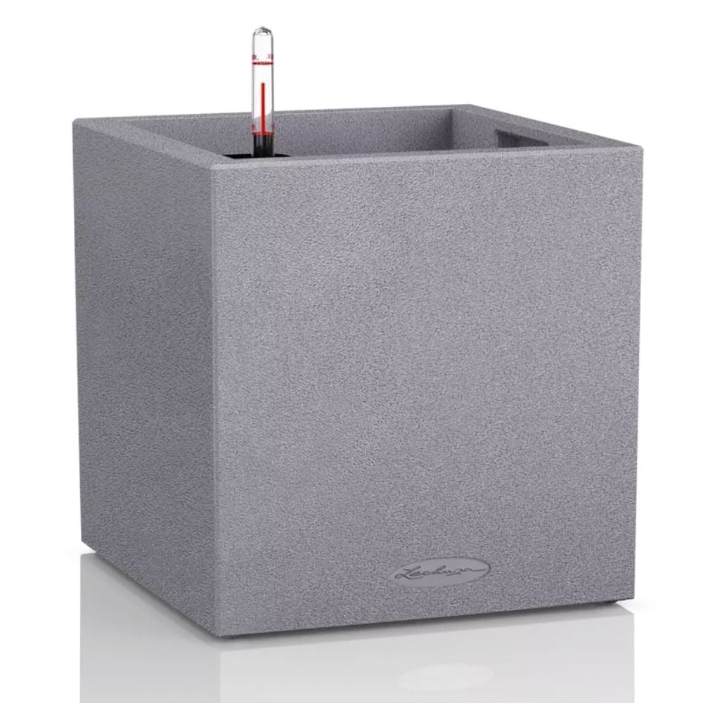 Lechuza CANTO Stone Low 30 önöntöző kaspó – 12 l, kőhatású szürke design