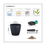 Lechuza CLASSICO Color 35 önöntöző cserép – 17 l, matt fekete