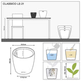 Lechuza Classico Premium LS önöntöző kaspó – fényes fehér, 3 l