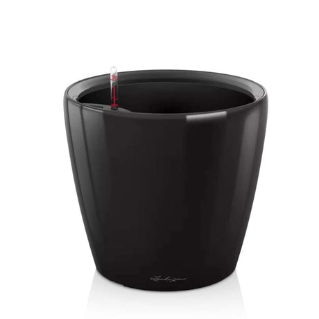 Lechuza Classico Premium 28 LS önöntöző kaspó – fényes fekete, 7 l